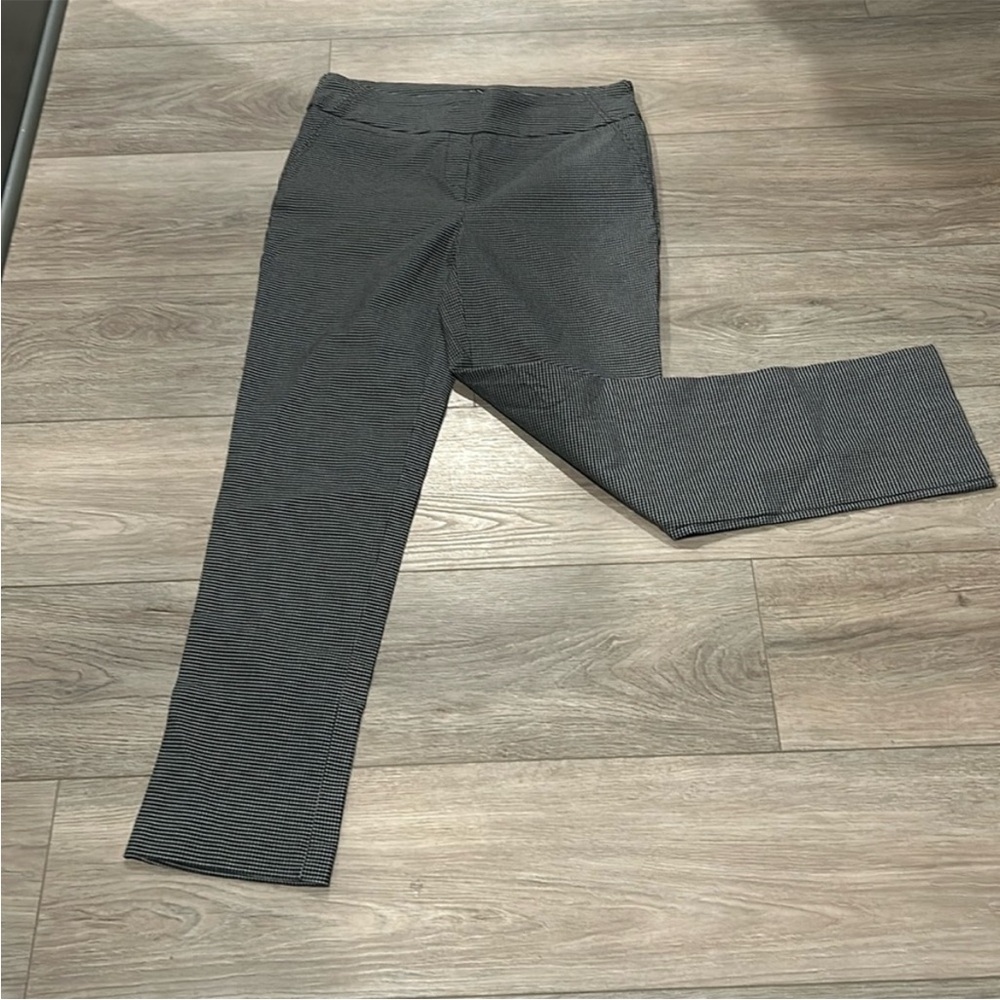Hilary Radley Black & White Pinstripe Straight Leg Pants